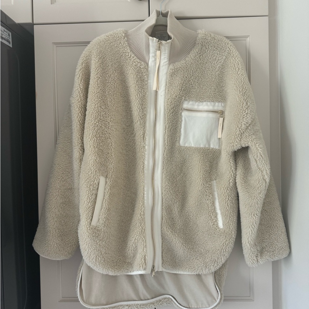 Varley Myla zip through  sherpa jacket ivory size small